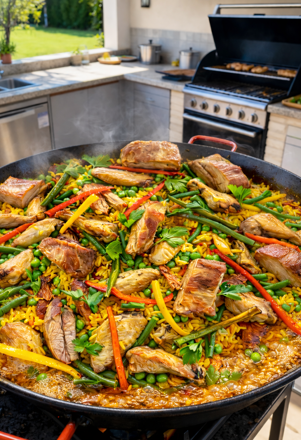 Paella Valenciana de Carnes. $45.000  Cada Plato (Pedido Mínimo 6 platos).      Ver detalles →