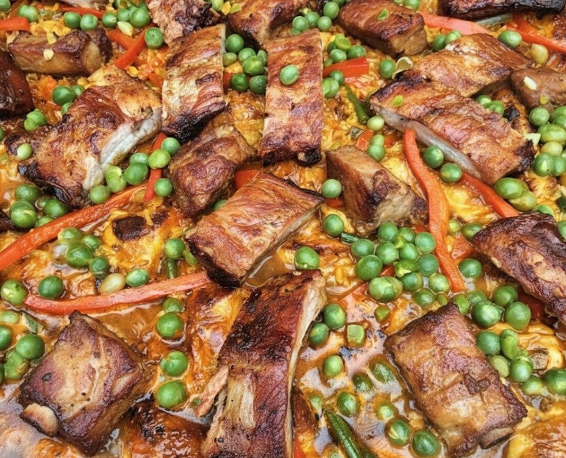 Paella de Carnes Ahumadas. $45.000  Cada Plato (Pedido Mínimo 6) Ver tamaños →