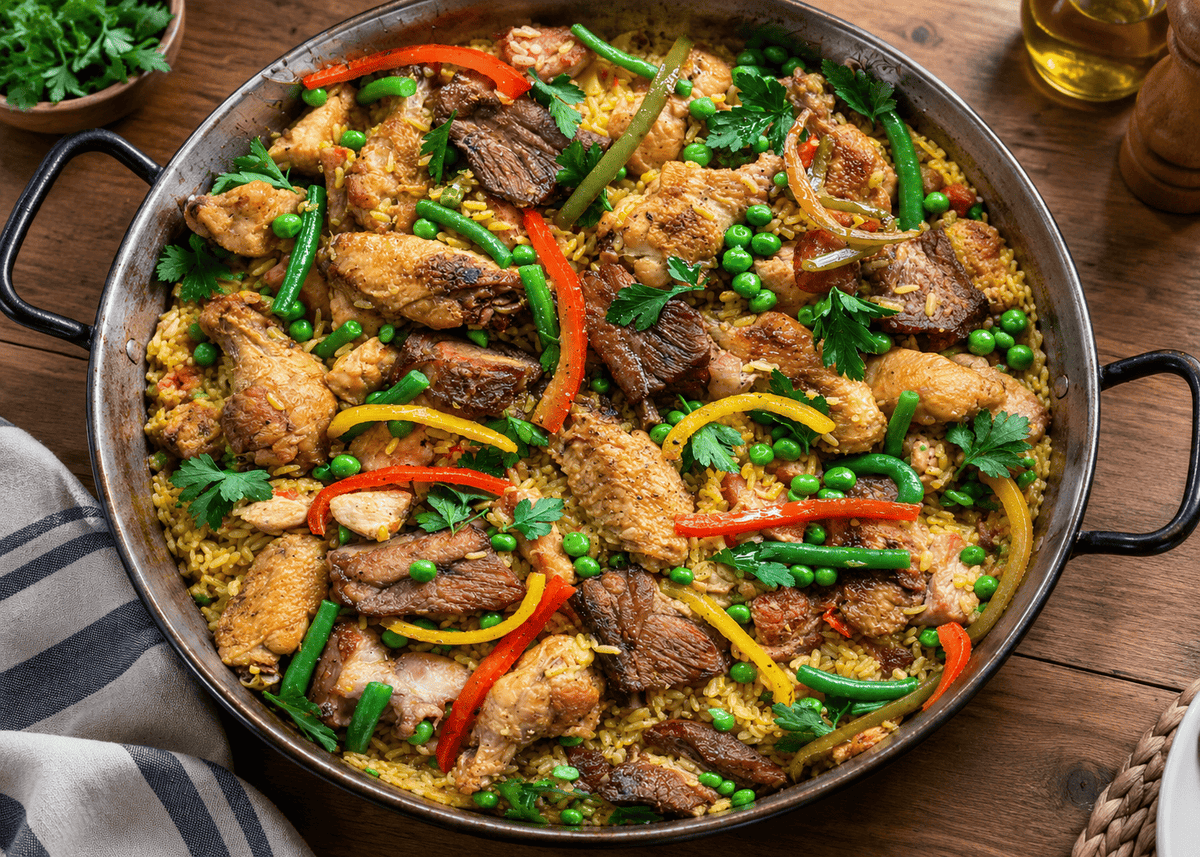 Paella valenciana de carnes para seis personas en Chia | Zequeda Paellas