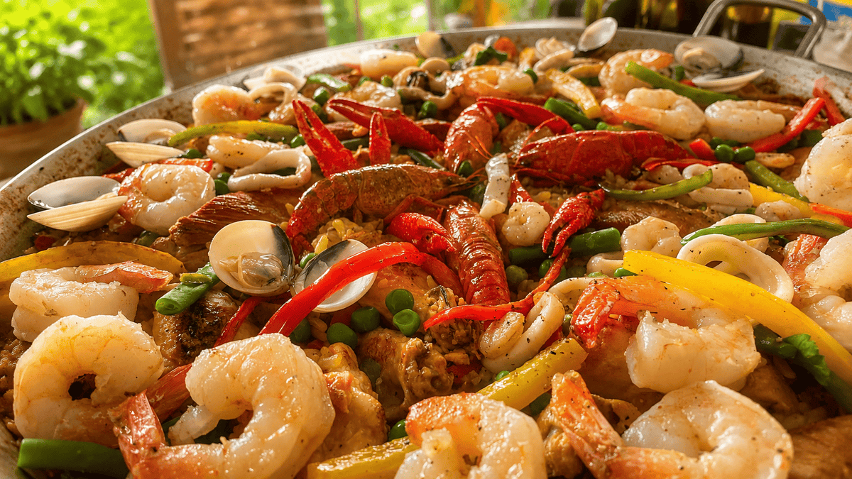 Paella mixta  de Zequeda Paellas.  Lista para enviar a domicilio a Bogotá y consumir  