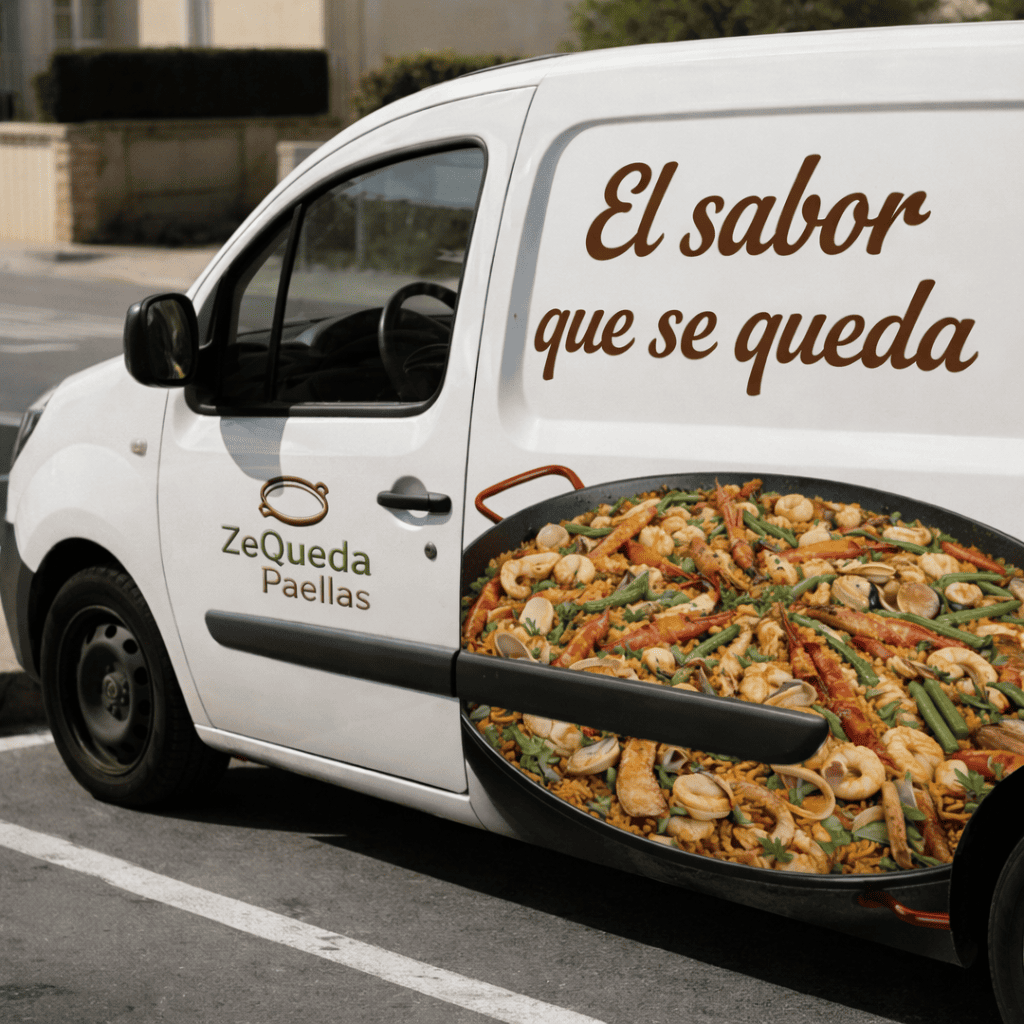 Vehículo de reparto de ZeQueda Paellas para el servicio de domicilios de paella gourmet en Bogotá y municipios de la Sabana Norte.