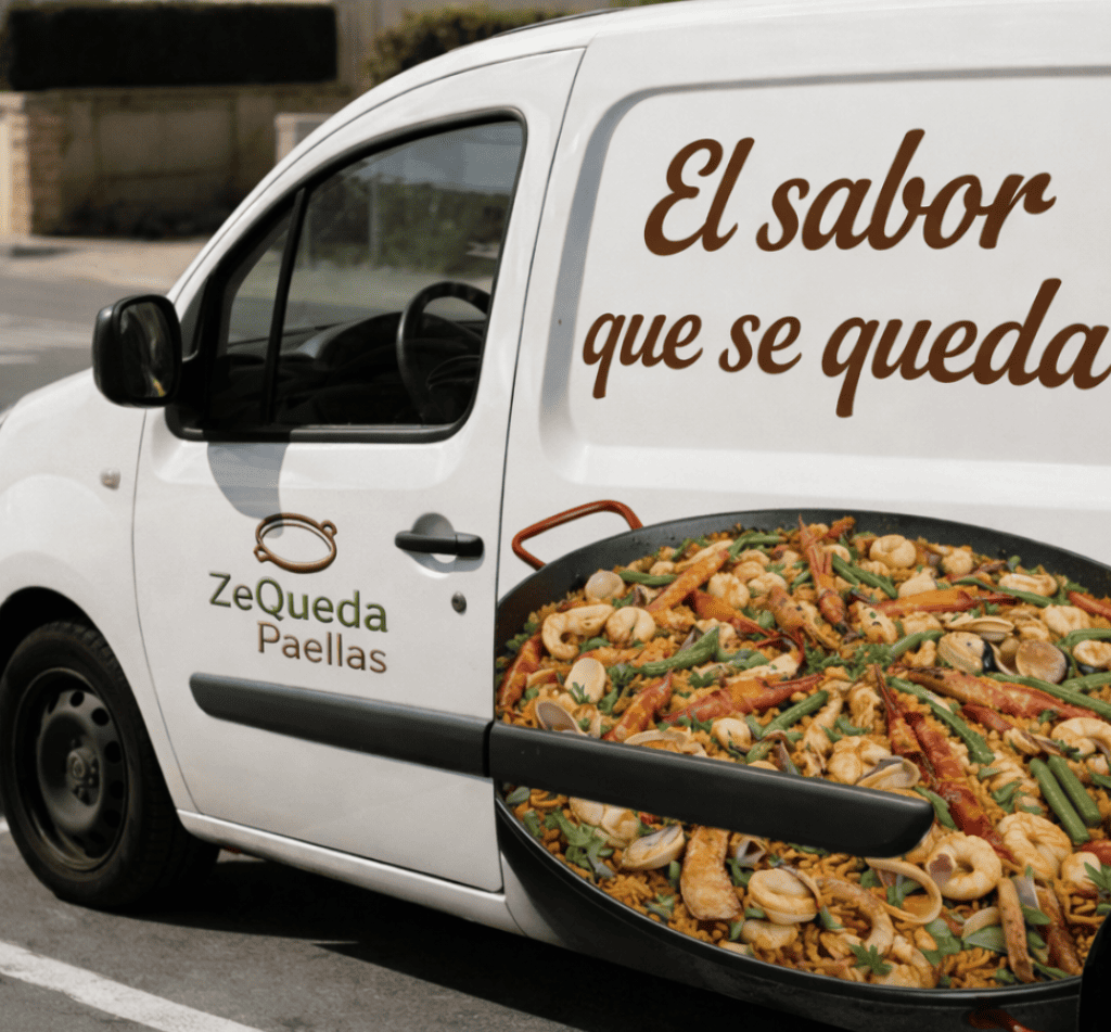 Vehículo de reparto de ZeQueda Paellas para el servicio de domicilios de paella gourmet en Bogotá y municipios de la Sabana Norte.