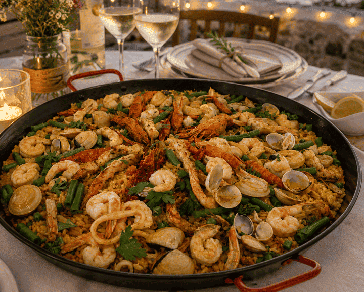 Paella premium para celebraciones y reuniones familiares a domicilio en Chía y Bogotá.